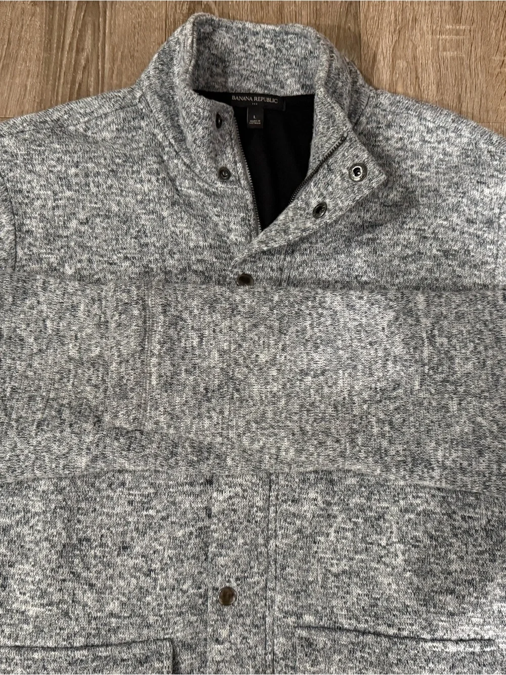 Banana Republic Heather Gray Knit Button-Up Jacket